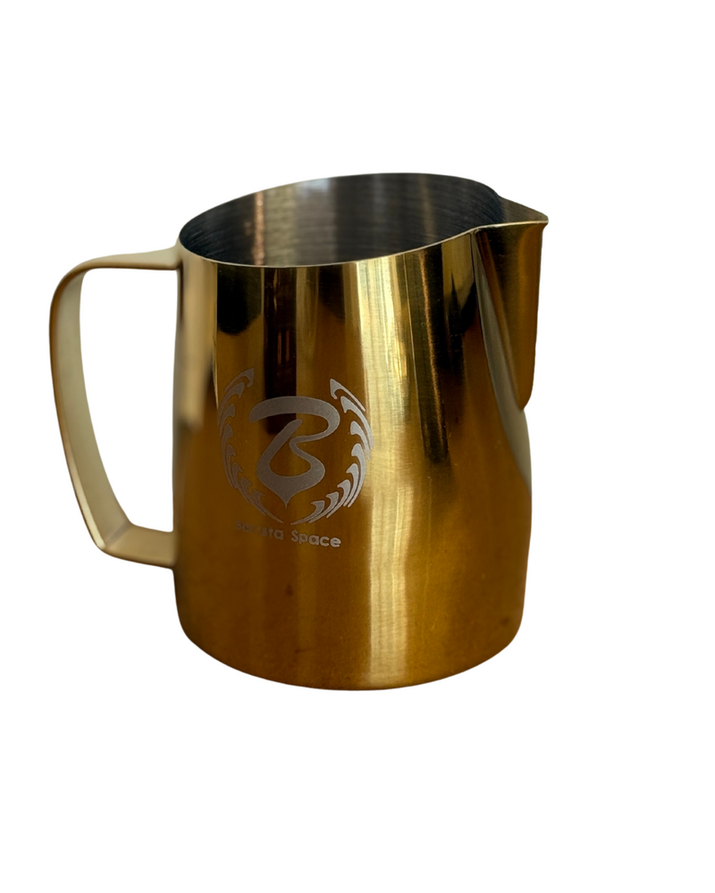 Milk Jug 450ml - Latte Art Design, Golden Barista Space *Clearance*